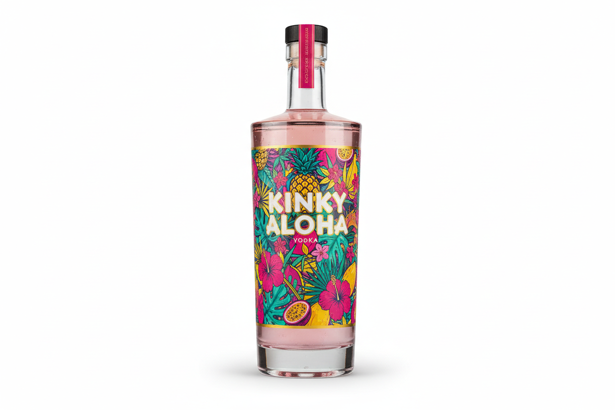 create an image of Kinky Aloha vodka