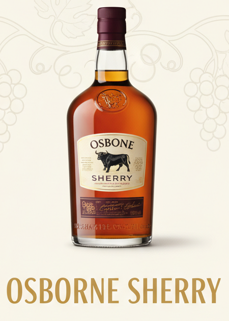 create an infographic for Osborne Sherry and add an image of the bottle
