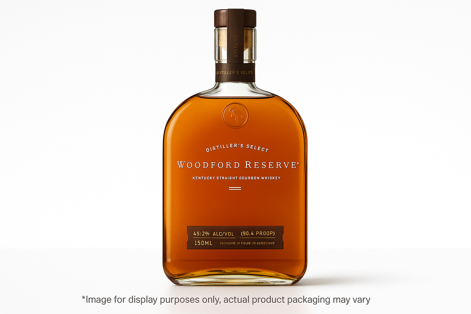 add an image of a woodford reserve 750ML bottle with *Image for display purposes only, actual product packaging may vary
