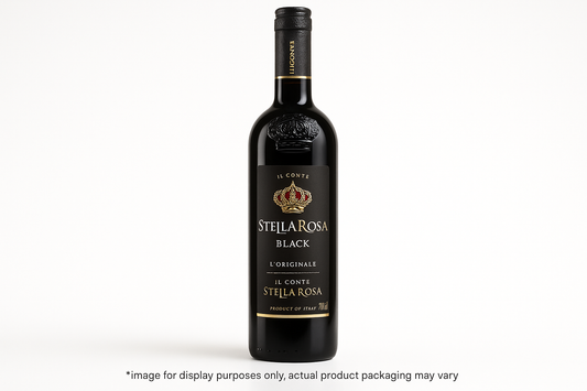 add an image of Stella Rosa Black Wine in a 750ML bottle  with *image for display purposes only, actual product packaging may vary at the bottom of the image