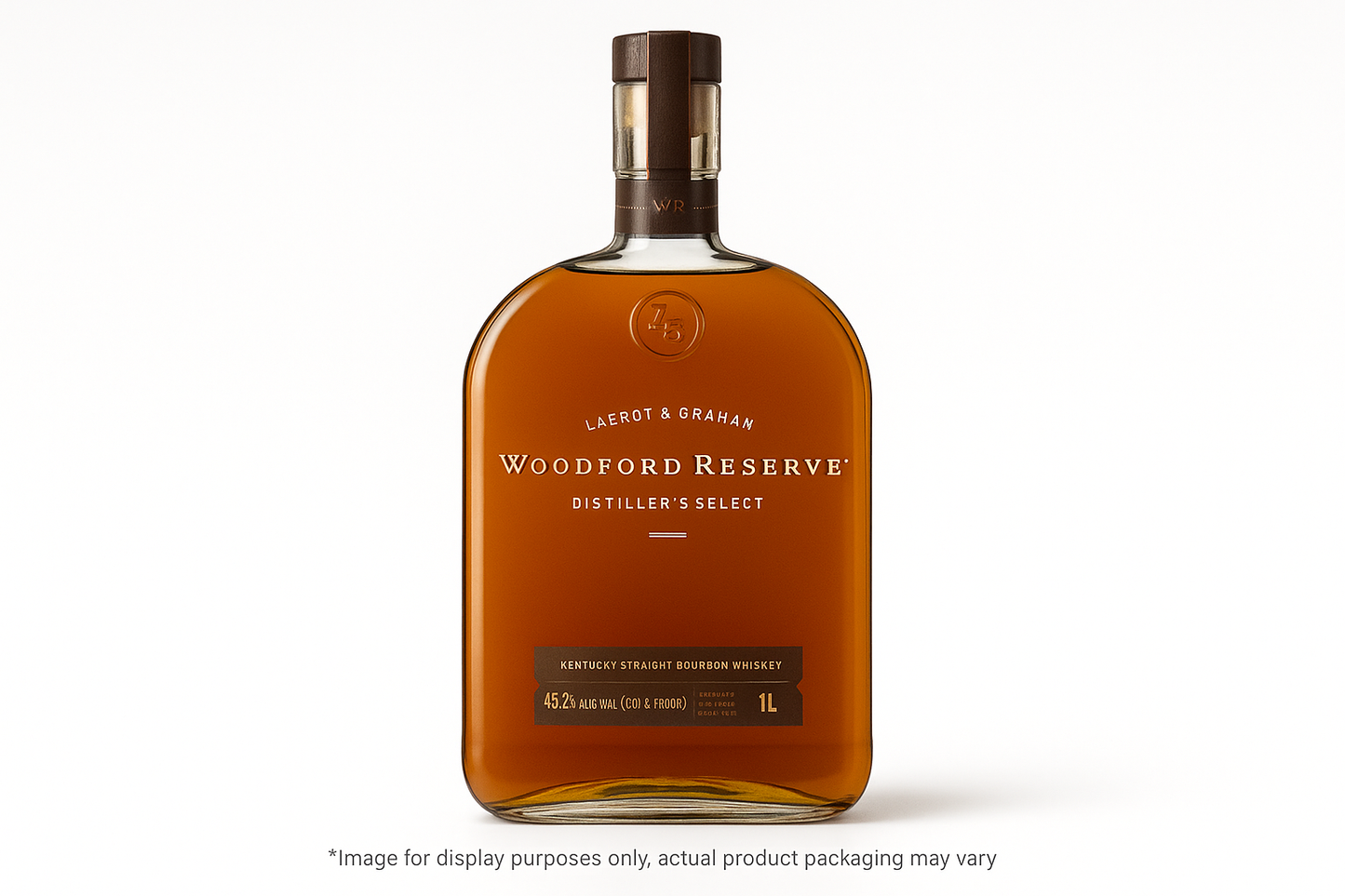 add an image of woodford reserve 1 Liter bottle with *Image for display purposes only, actual product packaging may vary