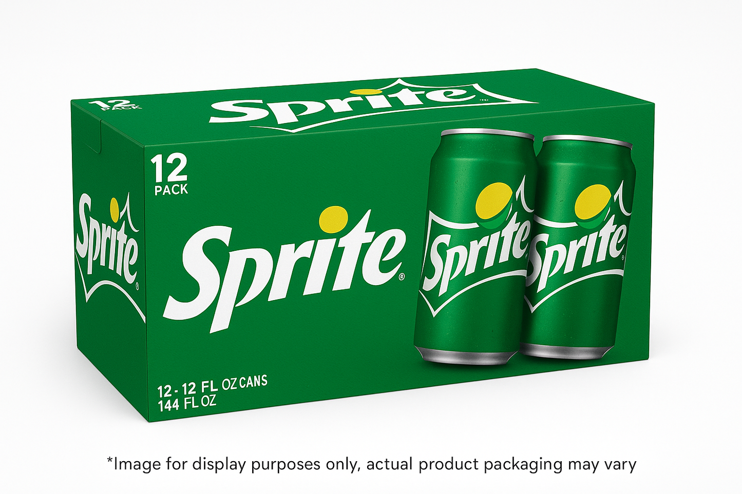 create a 12 pack box of sprite cans with *Image for display purposes only, actual product packaging may vary