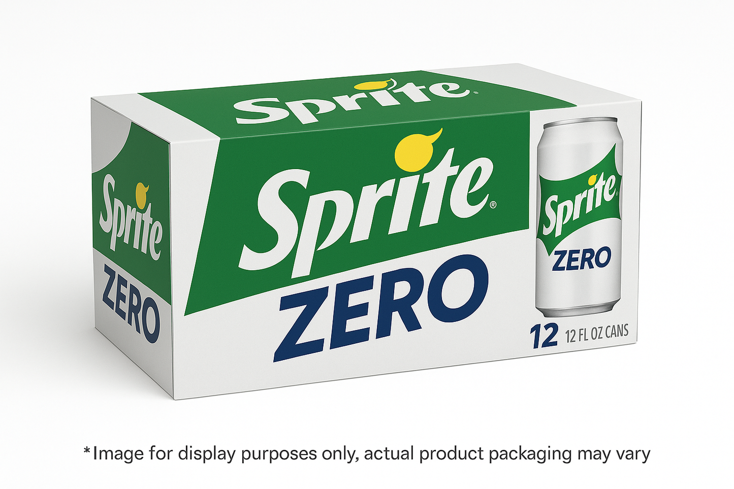 create a 12 pack box of sprite zero cans with *Image for display purposes only, actual product packaging may vary