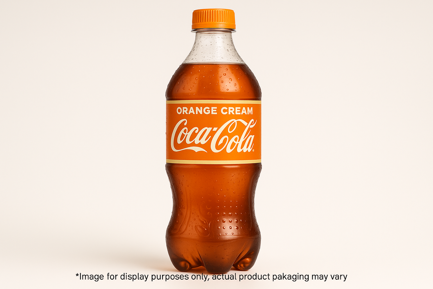 create a 20oz orange cream coca cola bottle with *Image for display purposes only, actual product packaging may vary