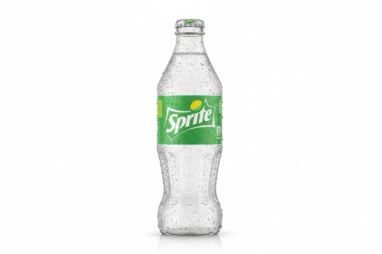 create an image of a sprite 12oz glass bottle