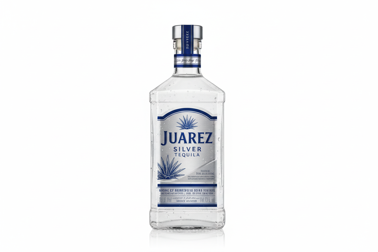 create an image of Juarez Silver Tequila