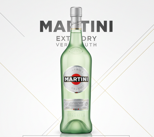 create an infographic of Martini Extra Dry Vermouth and add an image of the bottle